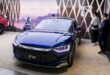 A BYD Han car is on display at Auto Shanghai 2021